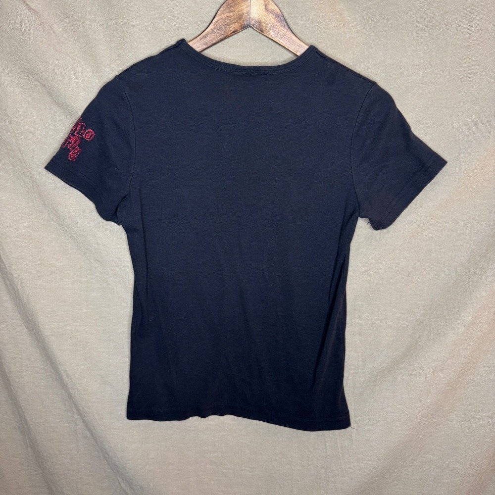 Y2K 2001 Sanrio Hello Kitty Baby Tee Mighty Fine Black Pink Glitter T-Shirt 2XL - Picture 5 of 5